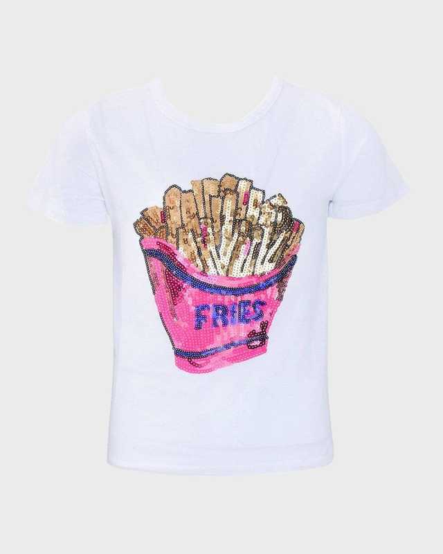 Girl's French Fry Sequin Embellished T-Shirt, Size 2-14